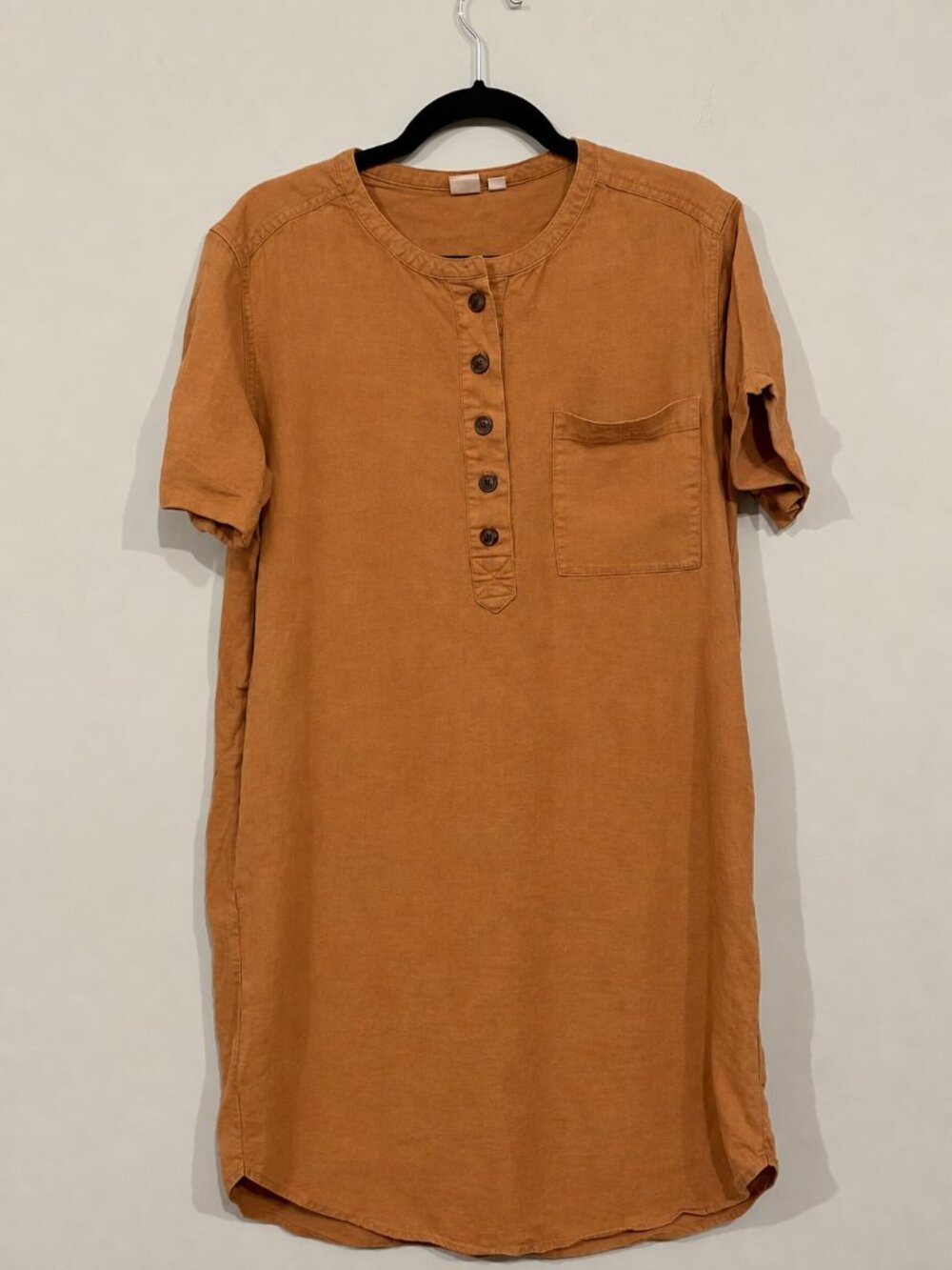 GAP Linen Blend Popover Shirt Dress Rust Brown Size Large